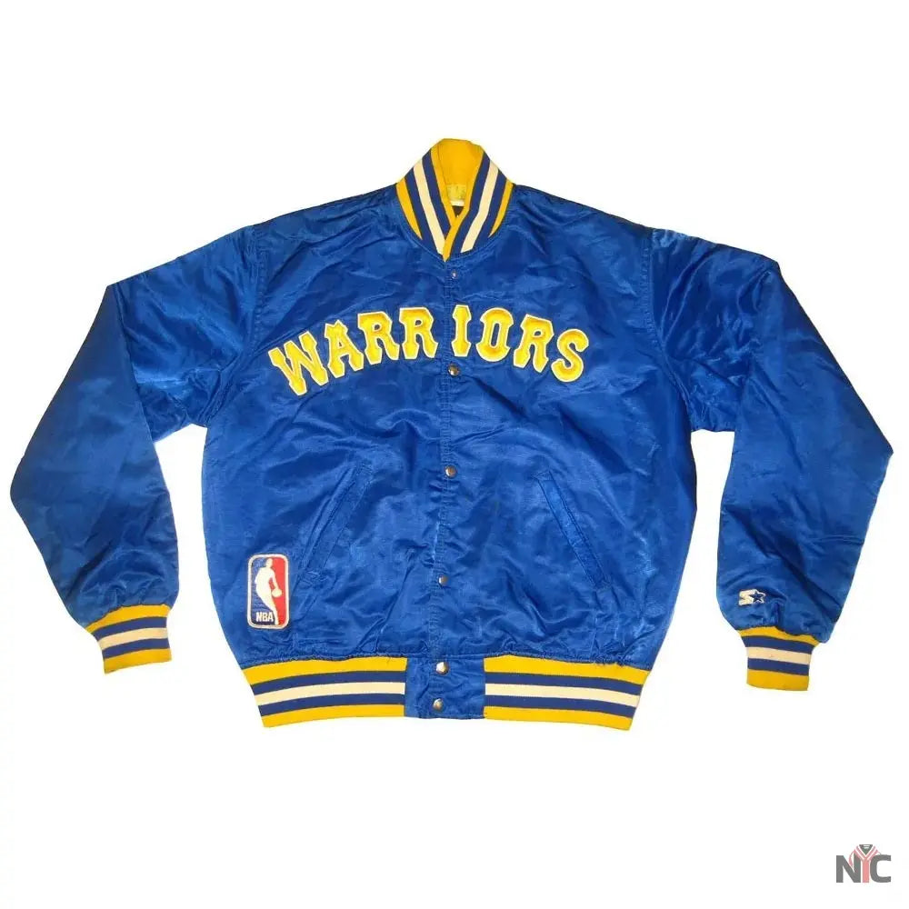 Golden State Warriors 90s NBA Royal Satin Jacket NYC Jackets