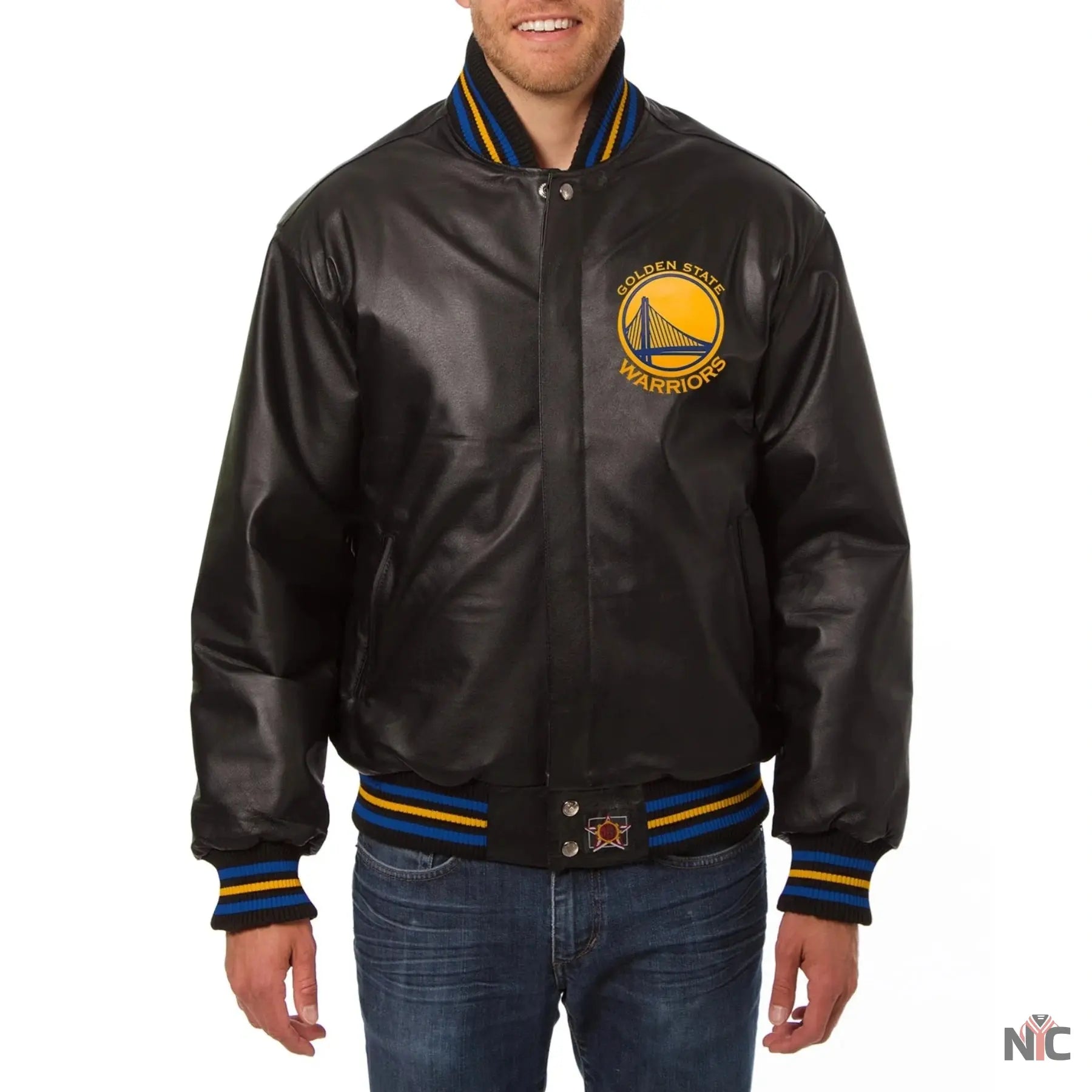 Golden State Warriors Black Leather Varsity Jacket NYC Jackets