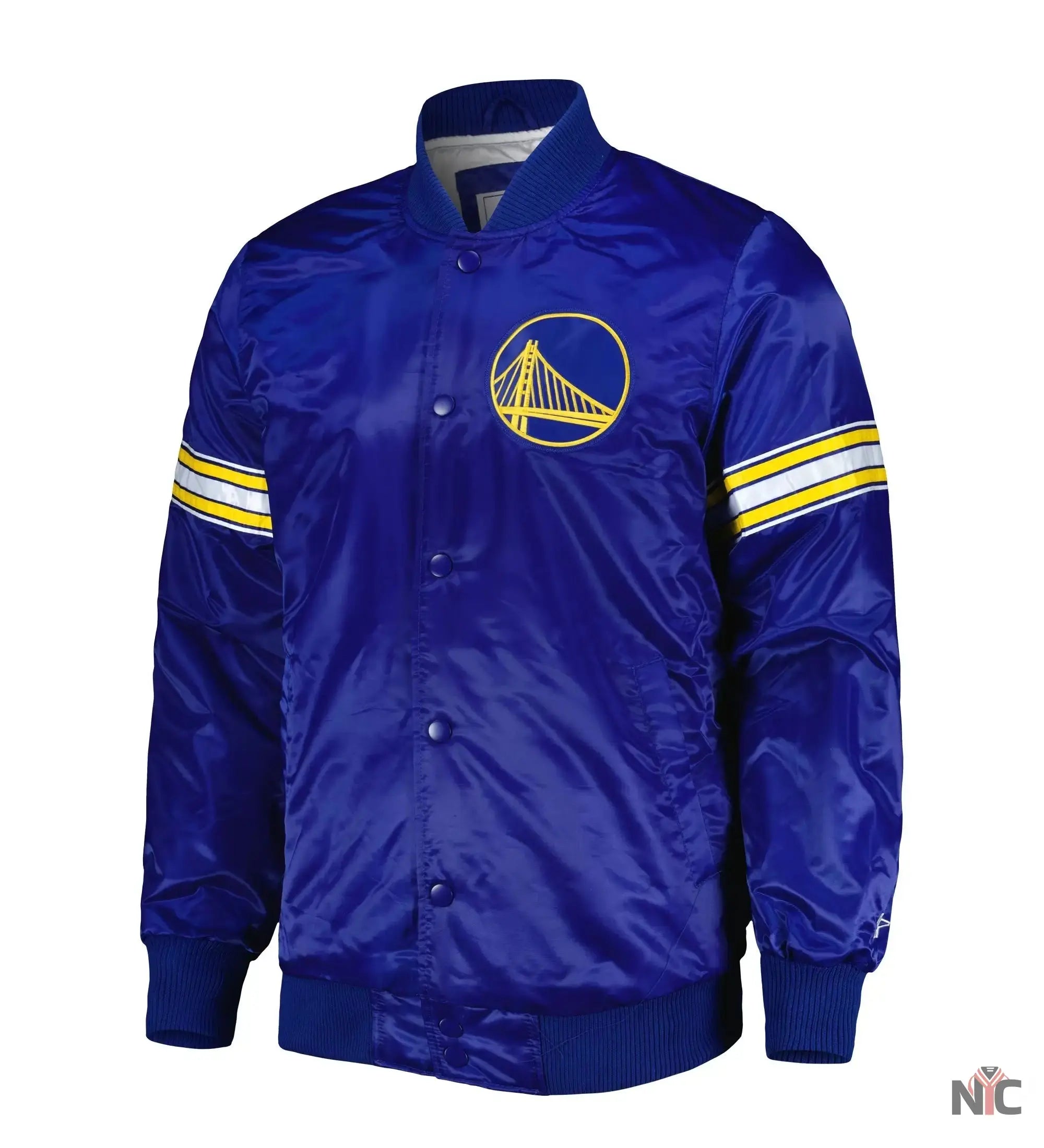 Golden State Warriors Pick & Roll Full-Snap Satin Varsity Jacket NYC Jackets