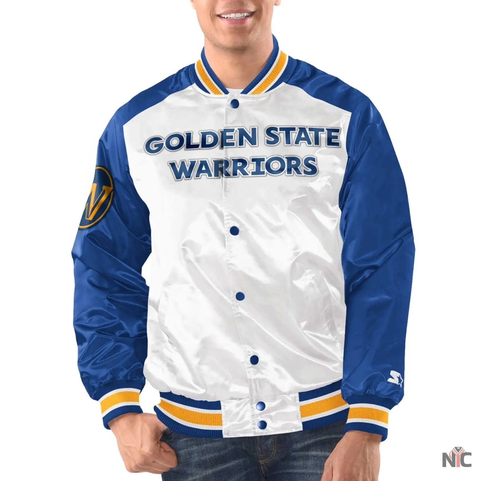 Golden State Warriors Renegade Satin Varsity Jacket NYC Jackets