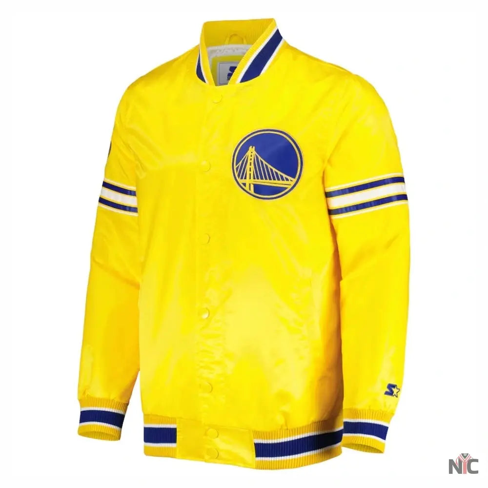 Golden State Warriors Slider Full-Snap Satin Varsity Jacket NYC Jackets
