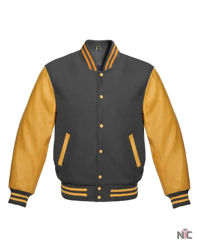 Gray And Gold Varsity Jacket NYC Jackets