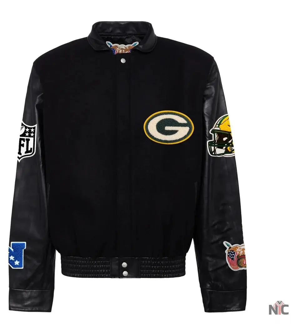 Green Bay Packers Jeff Hamilton Wool And Leather Jacket NYC Jackets