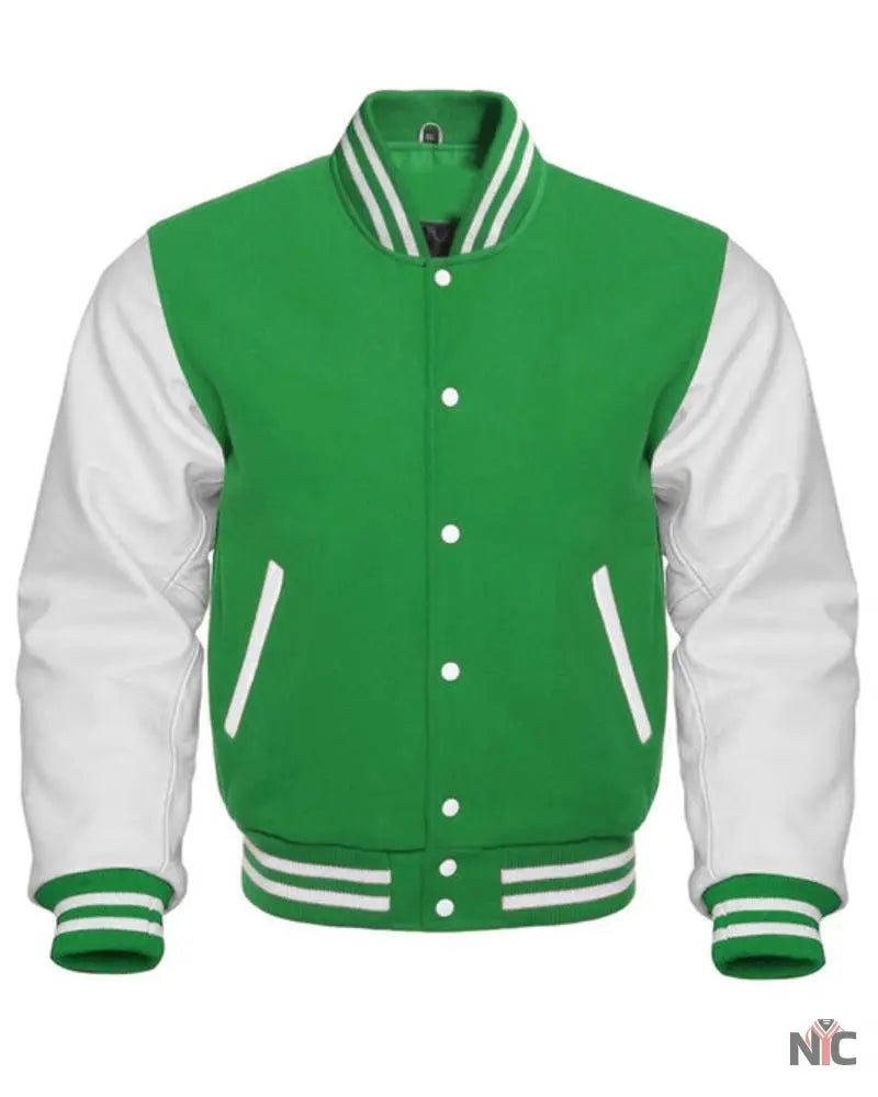 Green & White Varsity Jacket NYC Jackets