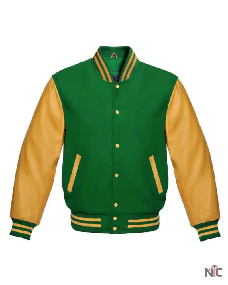 Green and Gold Varsity Jacket NYC Jackets