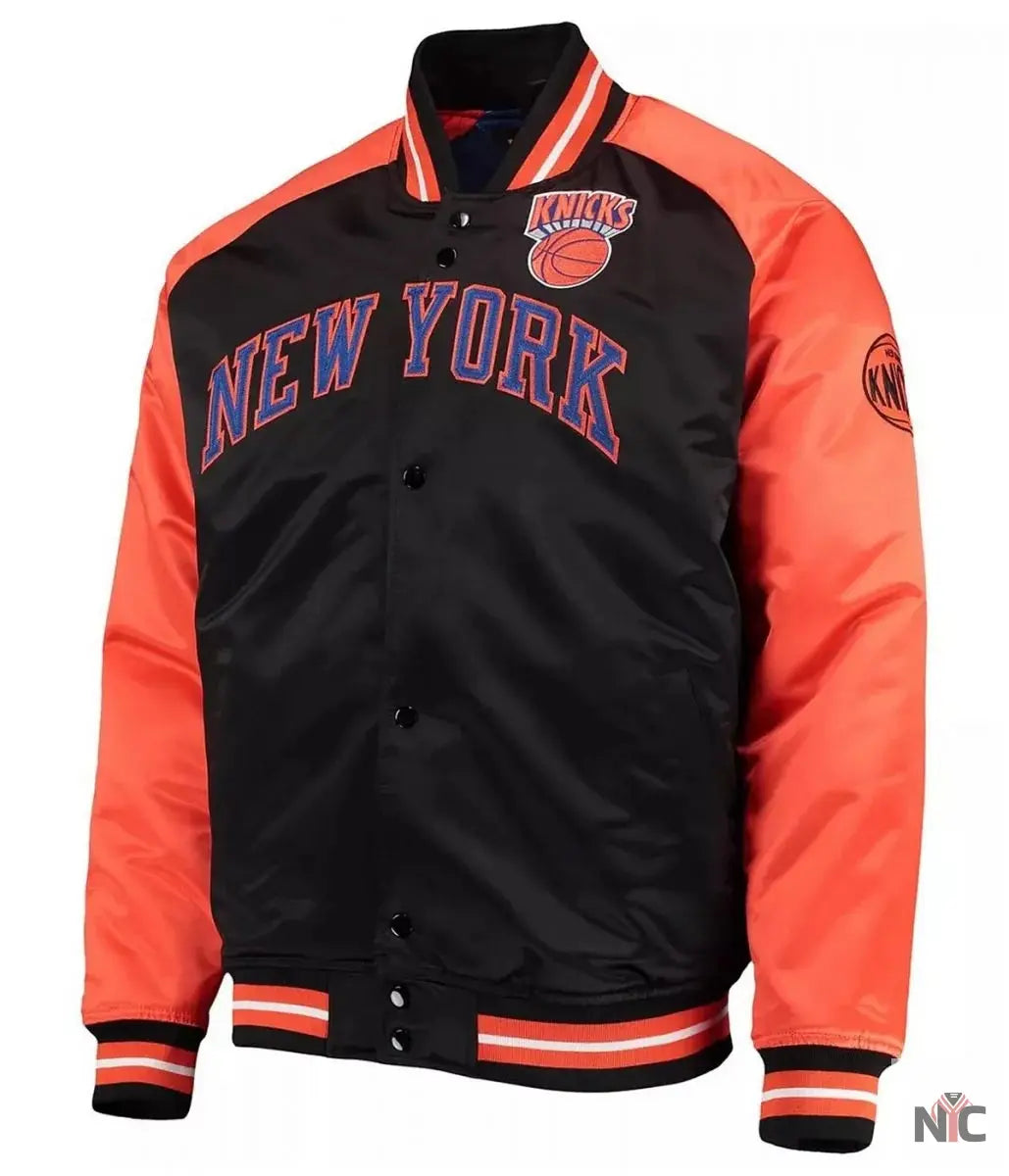 Hardwood Classics Reload 3.0 NY Knicks Black and Orange Jacket NYC Jackets