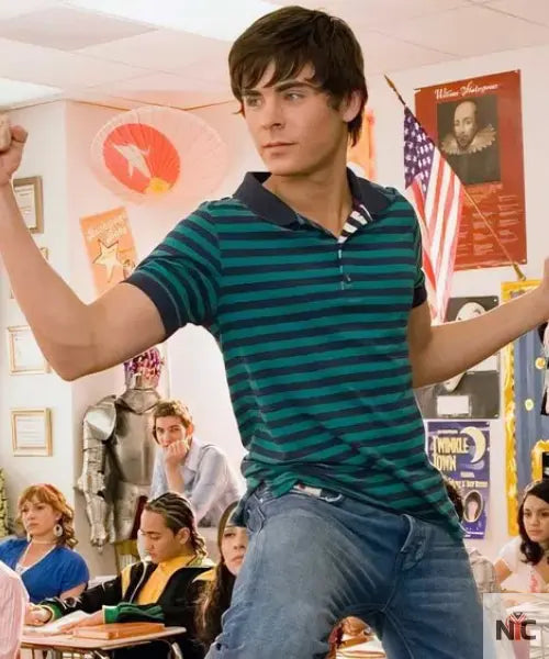 High School Musical 2 Striped Polo T-Shirt NYC Jackets