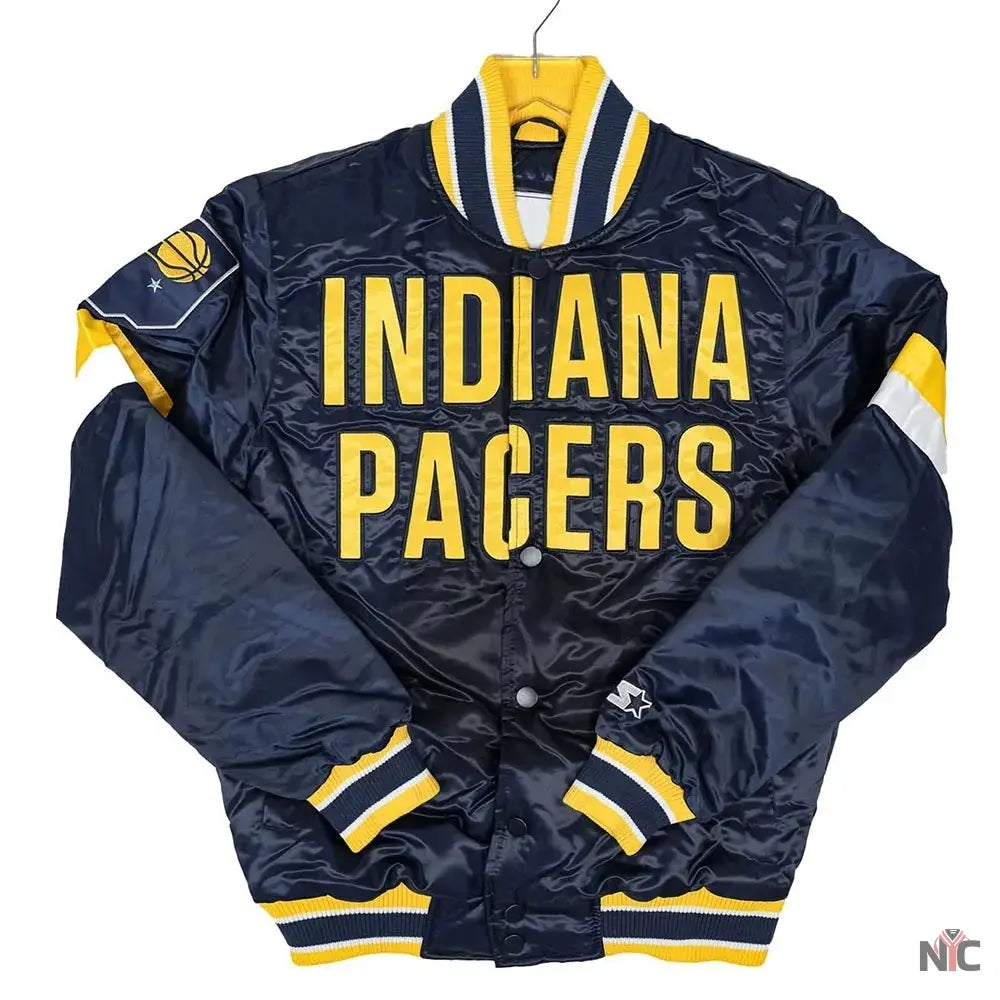 Home Game Indiana Pacers Navy Satin Jacket NYC Jackets