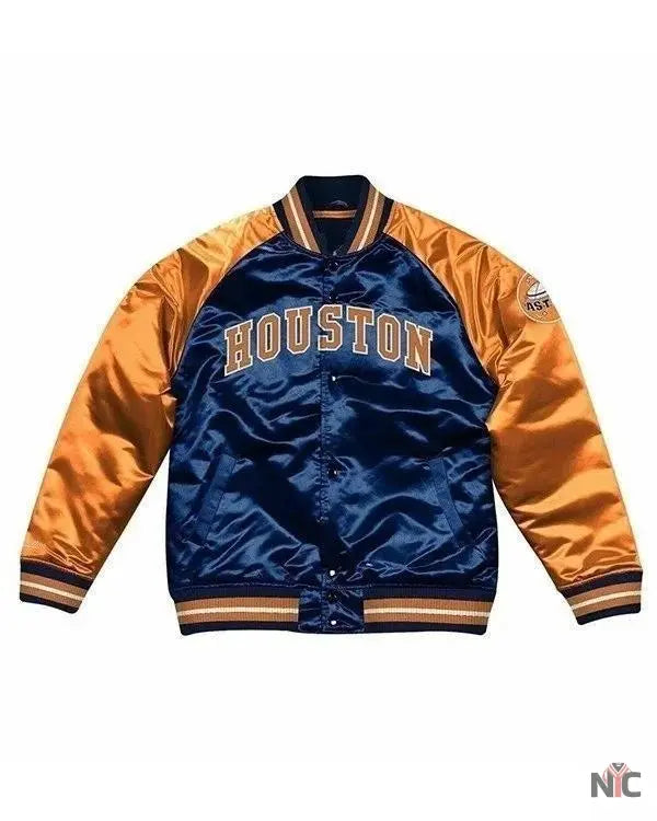 Houston Astros Blue And Orange Satin Jacket NYC Jackets