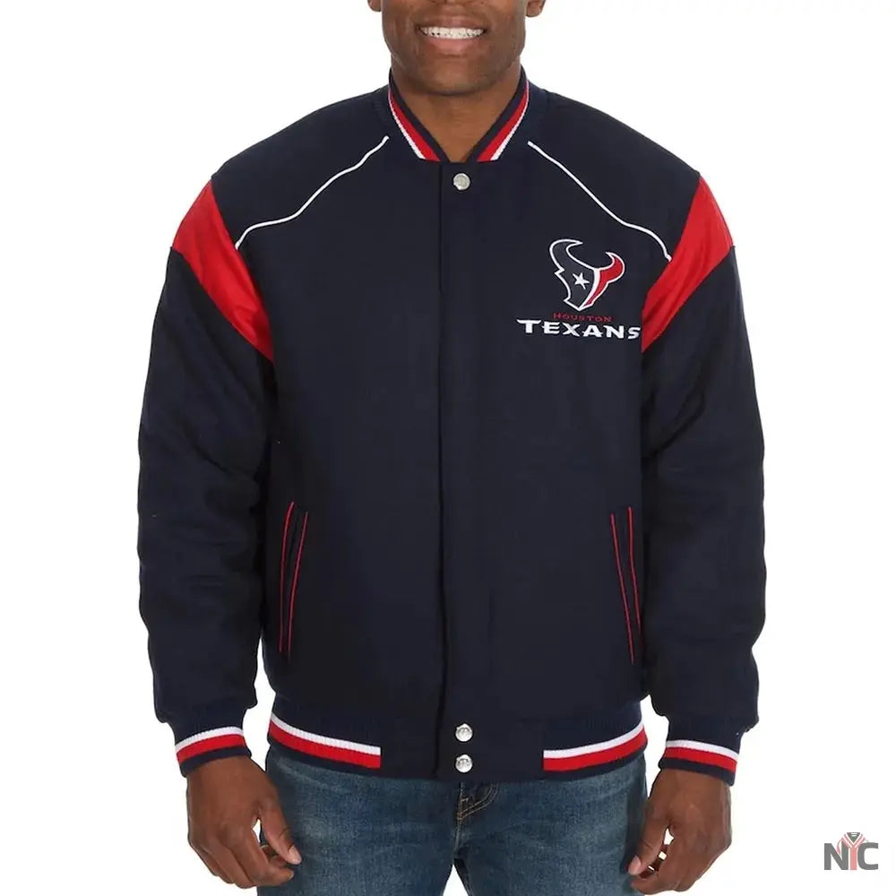 Houston Texans Teddy Embroidered Varsity Wool Jacket NYC Jackets