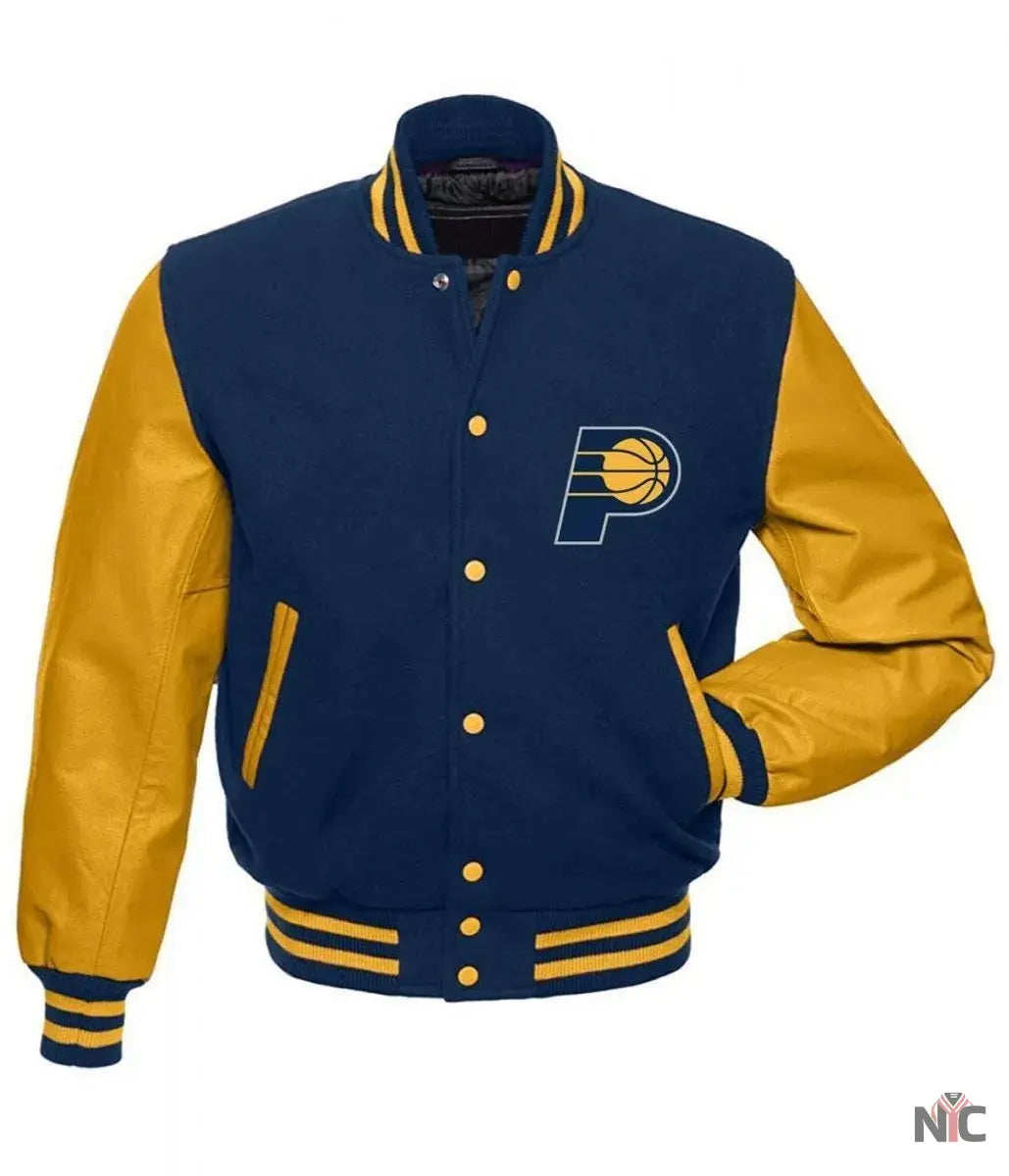 Indiana Pacers Letterman Blue and Yellow Jacket NYC Jackets