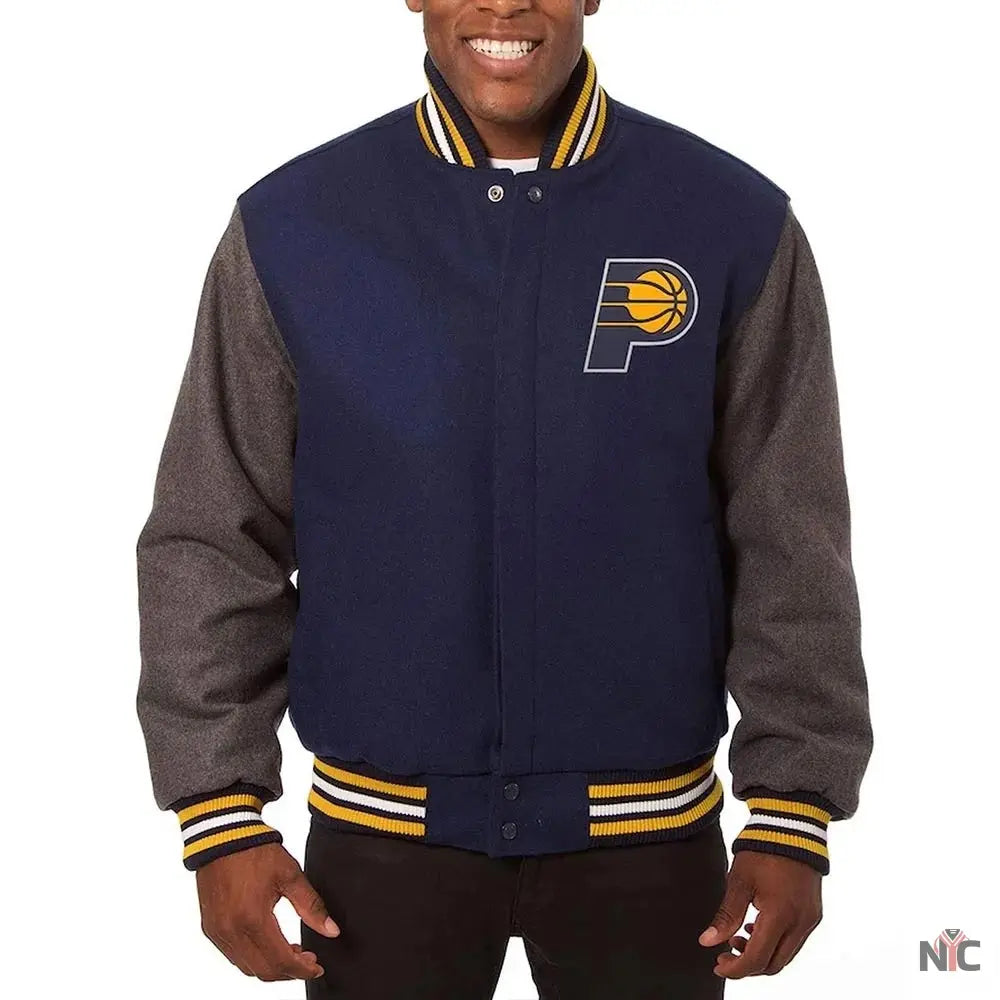 Indiana Pacers Navy/Charcoal Varsity Wool Jacket NYC Jackets