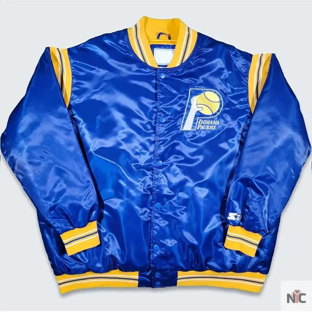 Indiana Pacers Teddy Royal Varsity Satin Jacket NYC Jackets