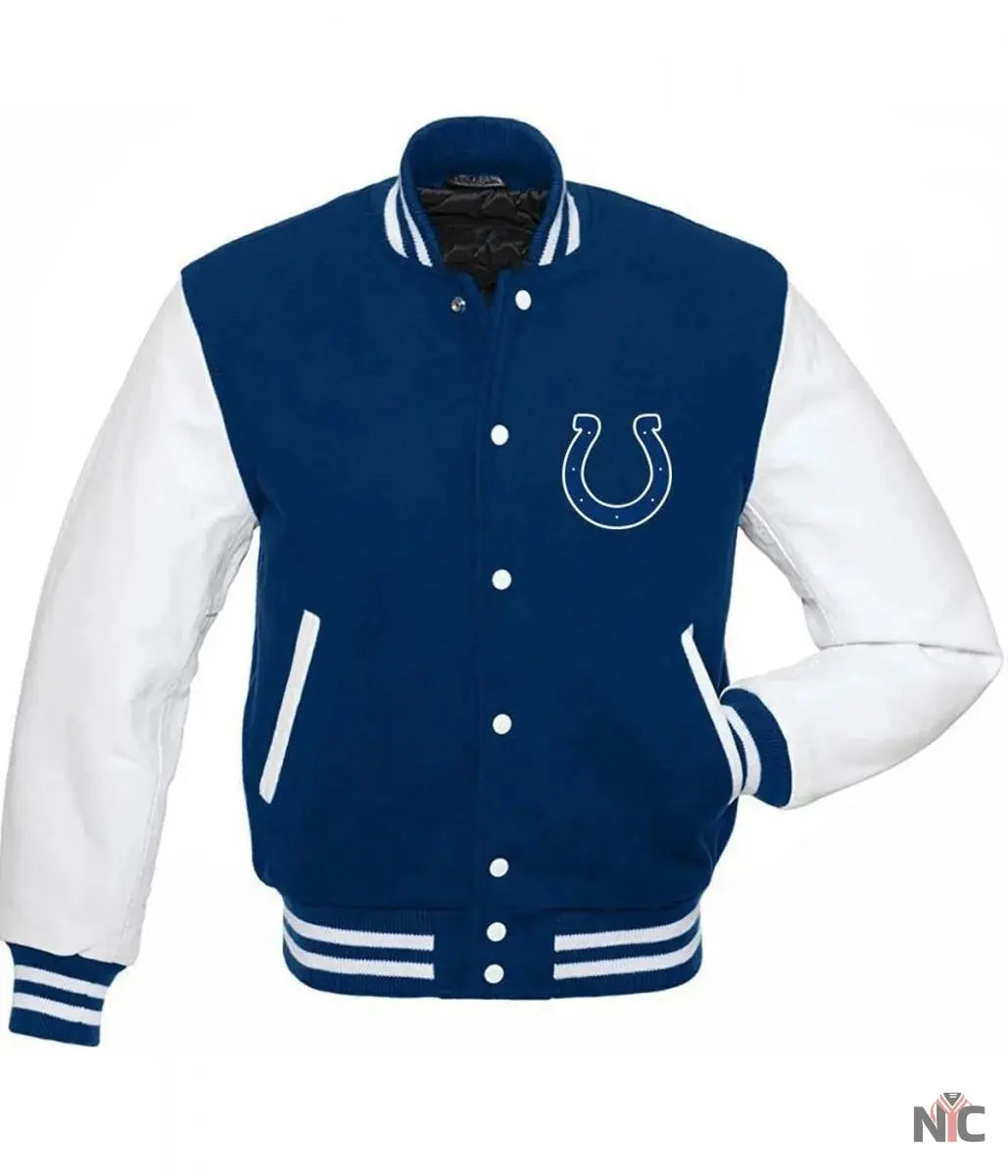 Indianapolis Colts Blue and White Letterman Jacket NYC Jackets