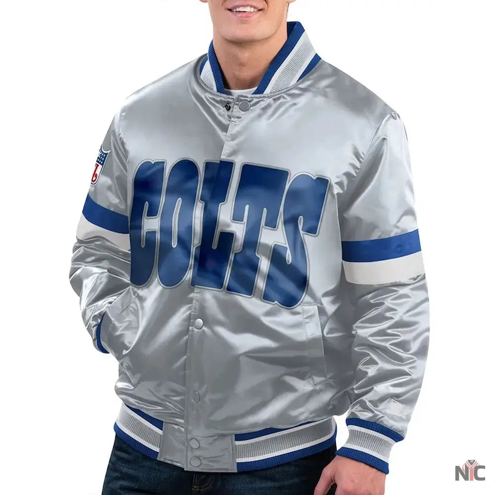 Indianapolis Colts Gridiron Classics Home Game Satin Jacket NYC Jackets