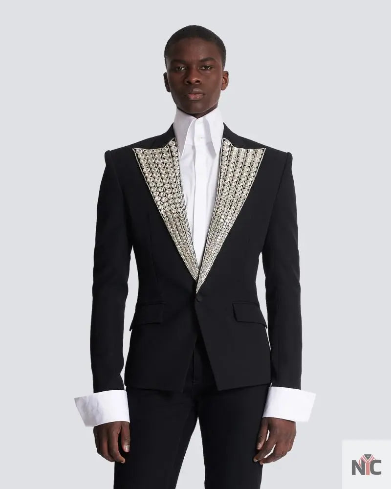 Jacket With Crystal-Embellished Collar NYC Jackets