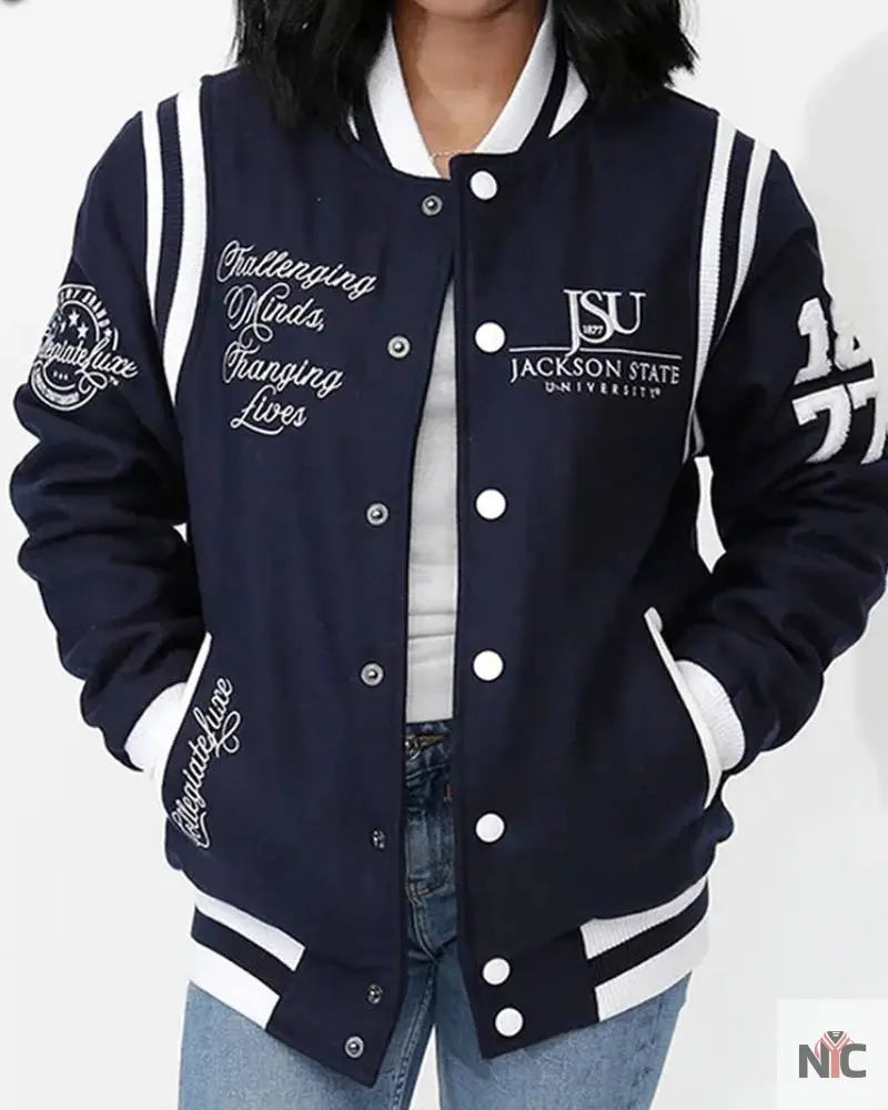Jackson State University Navy Varsity Wool Jacket NYC Jackets