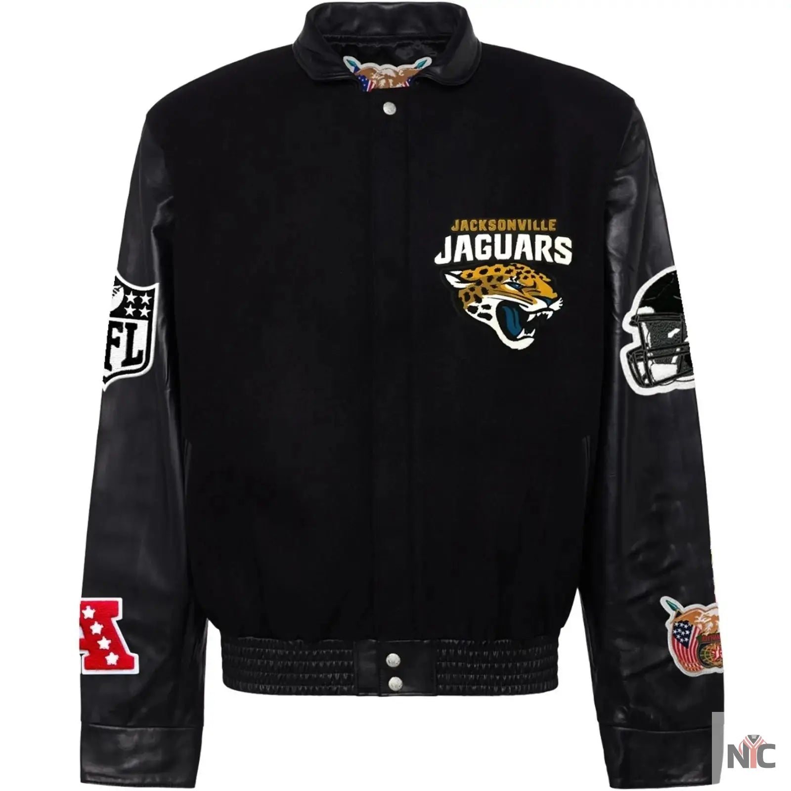 Jacksonville Jaguars Jeff Hamilton Wool and Leather Jacket NYC Jackets