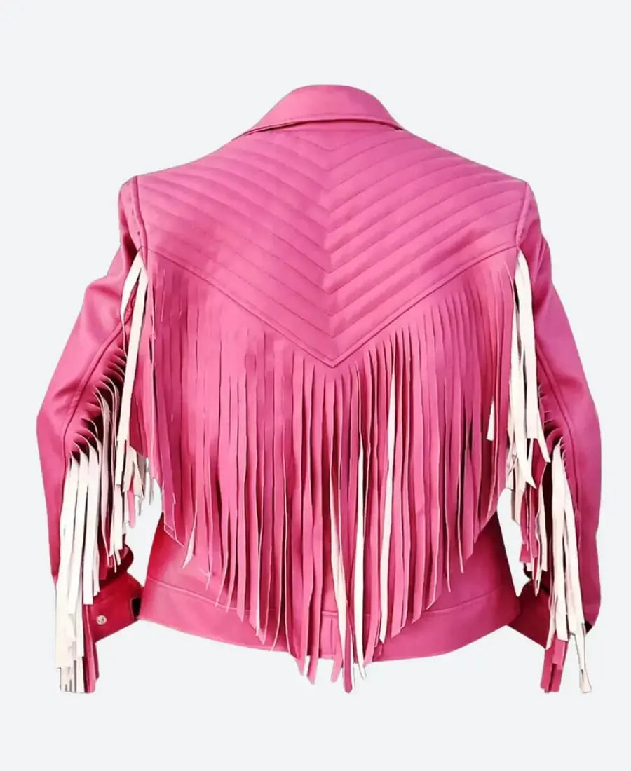 Jason Momoa A Minecraft Pink Fringed Jacket NYC Jackets