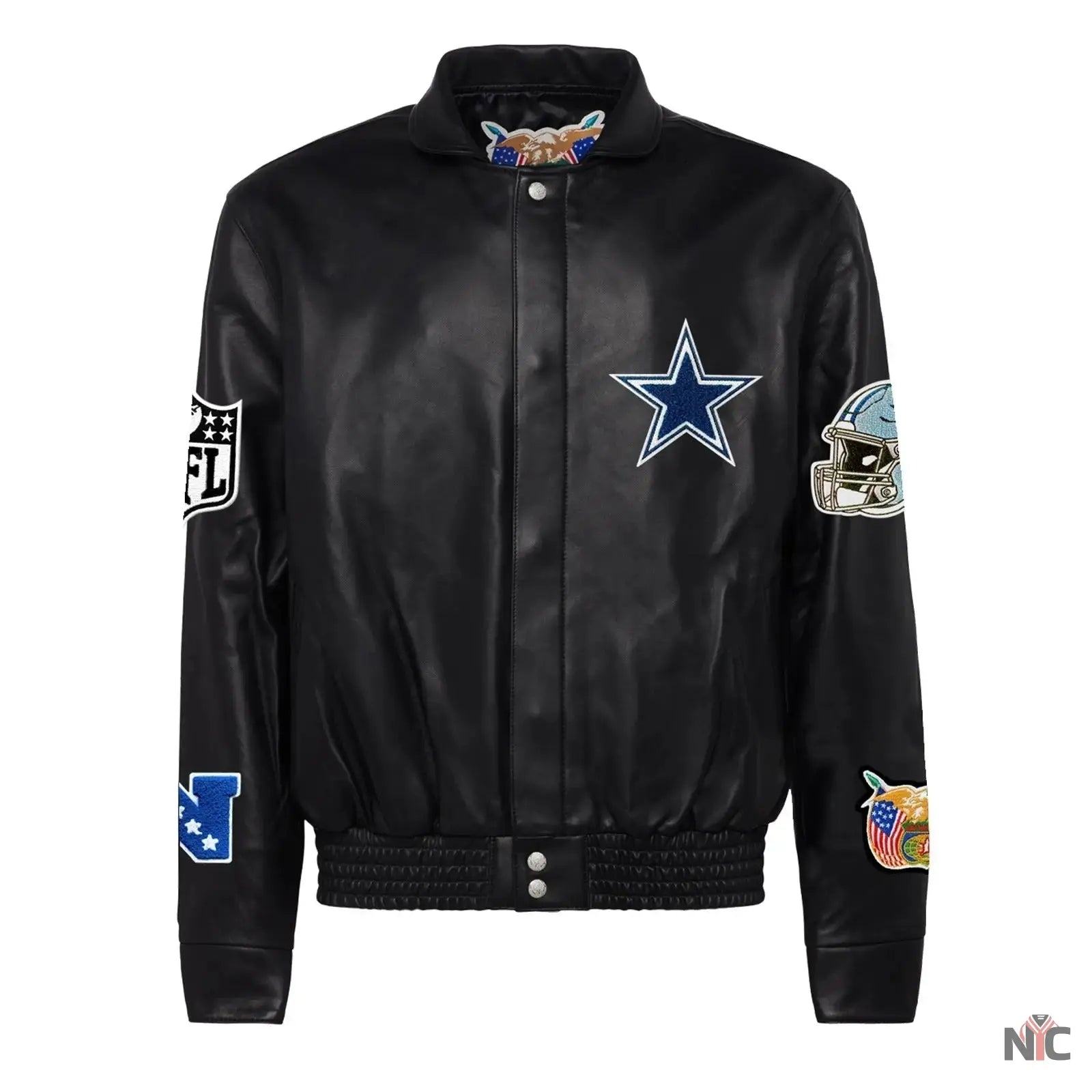 Jeff Hamilton Dallas Cowboys Full Black Leather Jacket NYC Jackets
