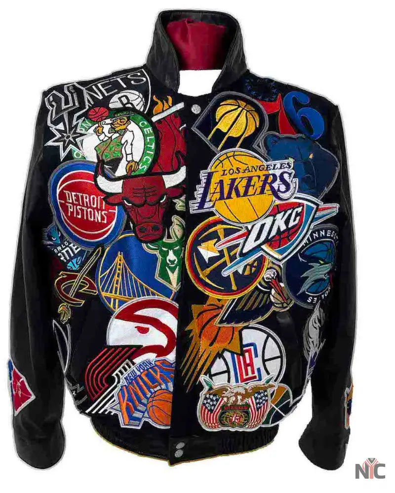 Jeff Hamilton NBA Megapatch Wool Black Leather Jacket NYC Jackets