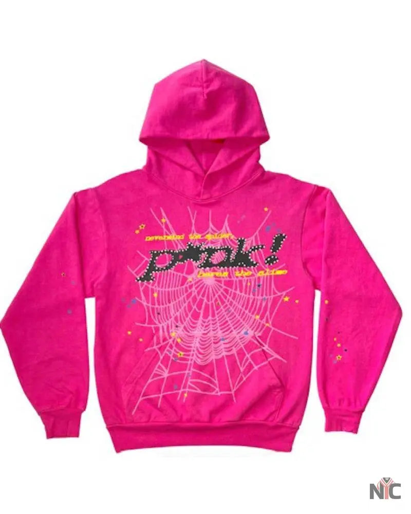 Kai Cenat Sp5der P*nk Pink Hoodie NYC Jackets