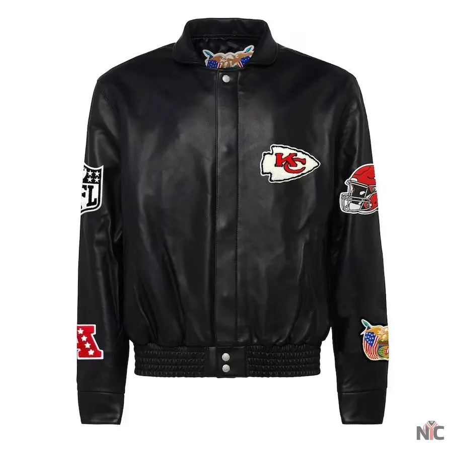 Kansas City Chiefs Jeff Hamilton Black Leather Jacket NYC Jackets