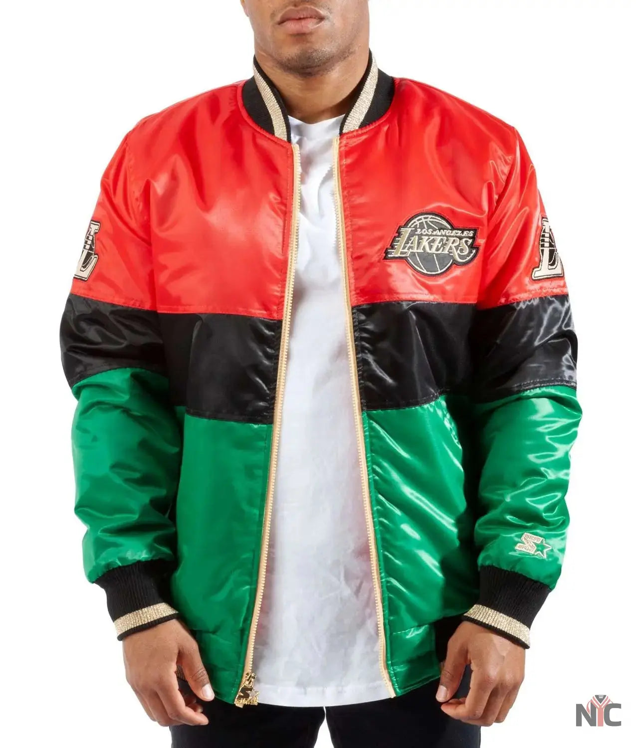 LA Lakers 75th Anniversary Satin Color Block Jacket NYC Jackets