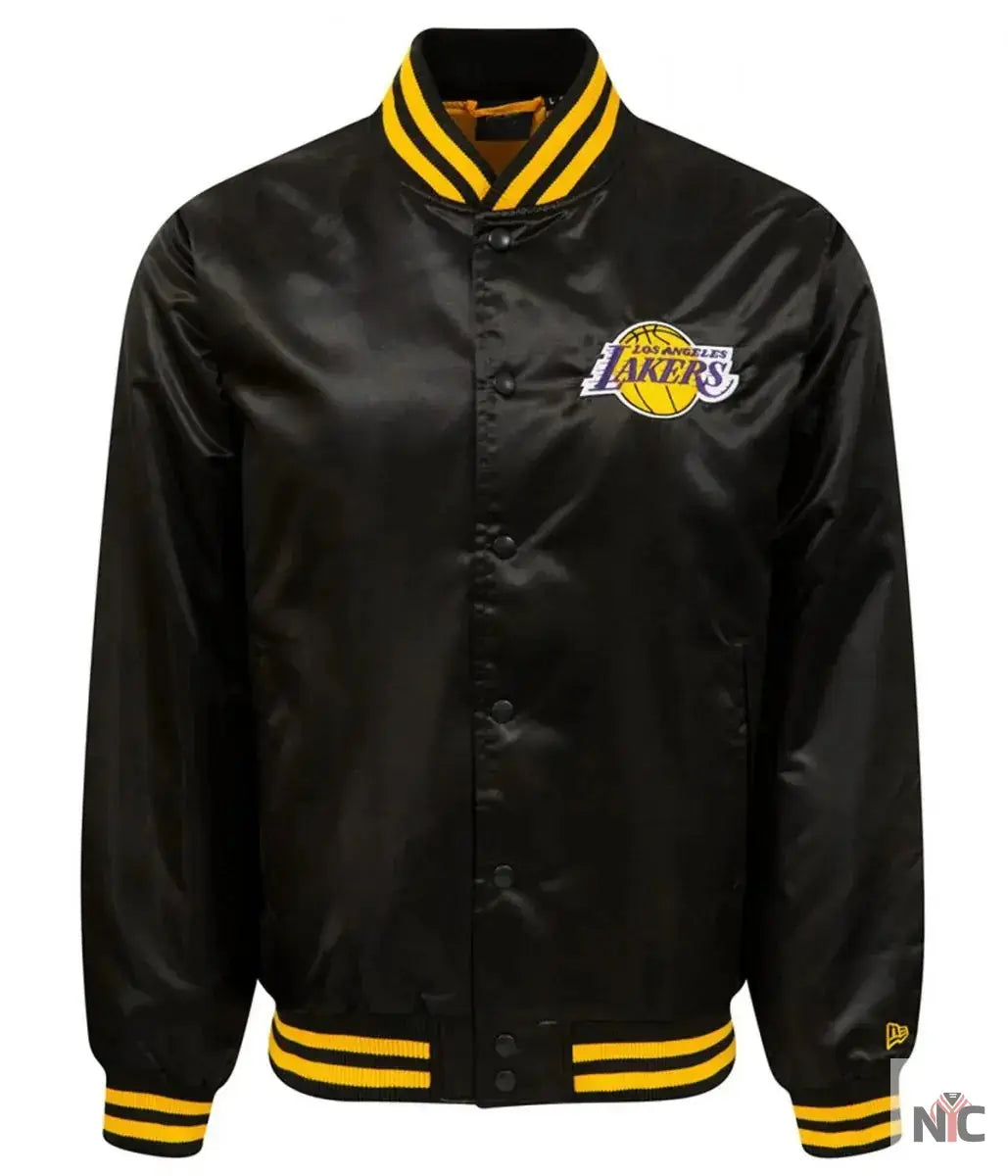 LA Lakers Black Bomber Wordmark Jacket NYC Jackets