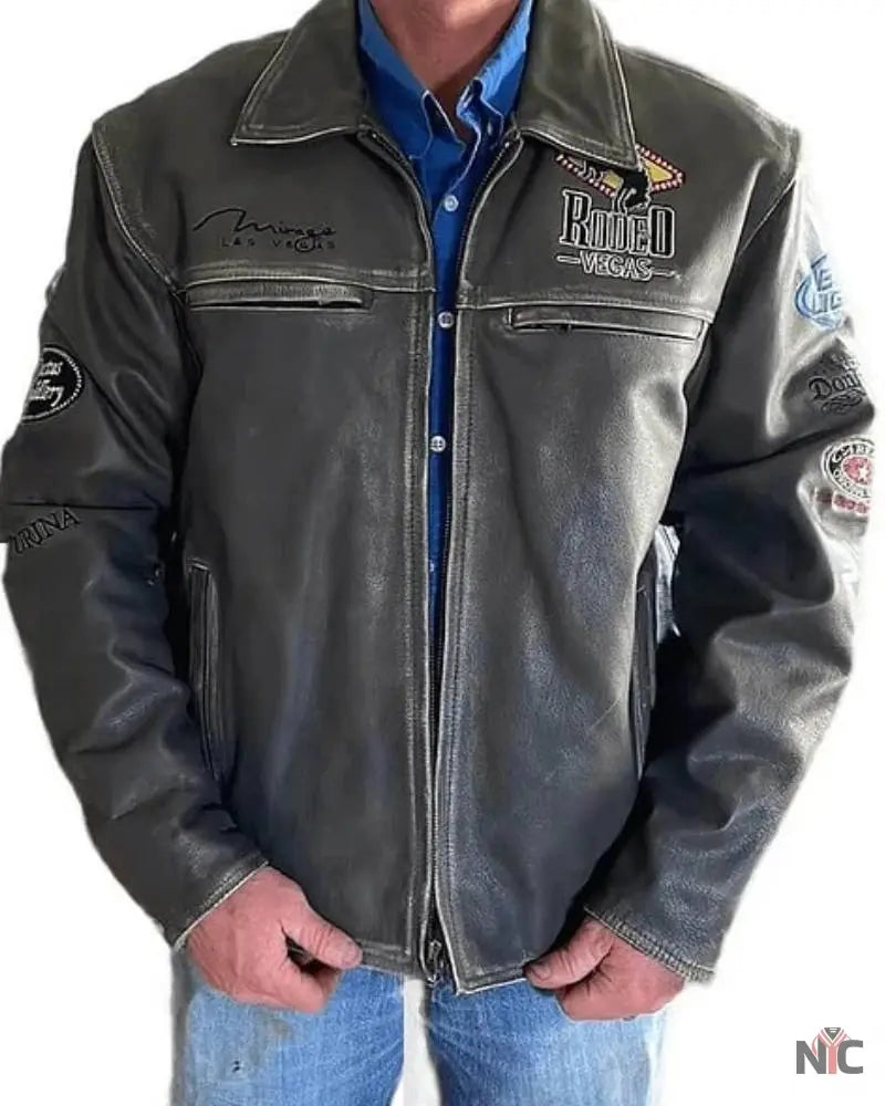 Las Vegas Rodeo Grey Mirage Wrangler Leather Jacket NYC Jackets