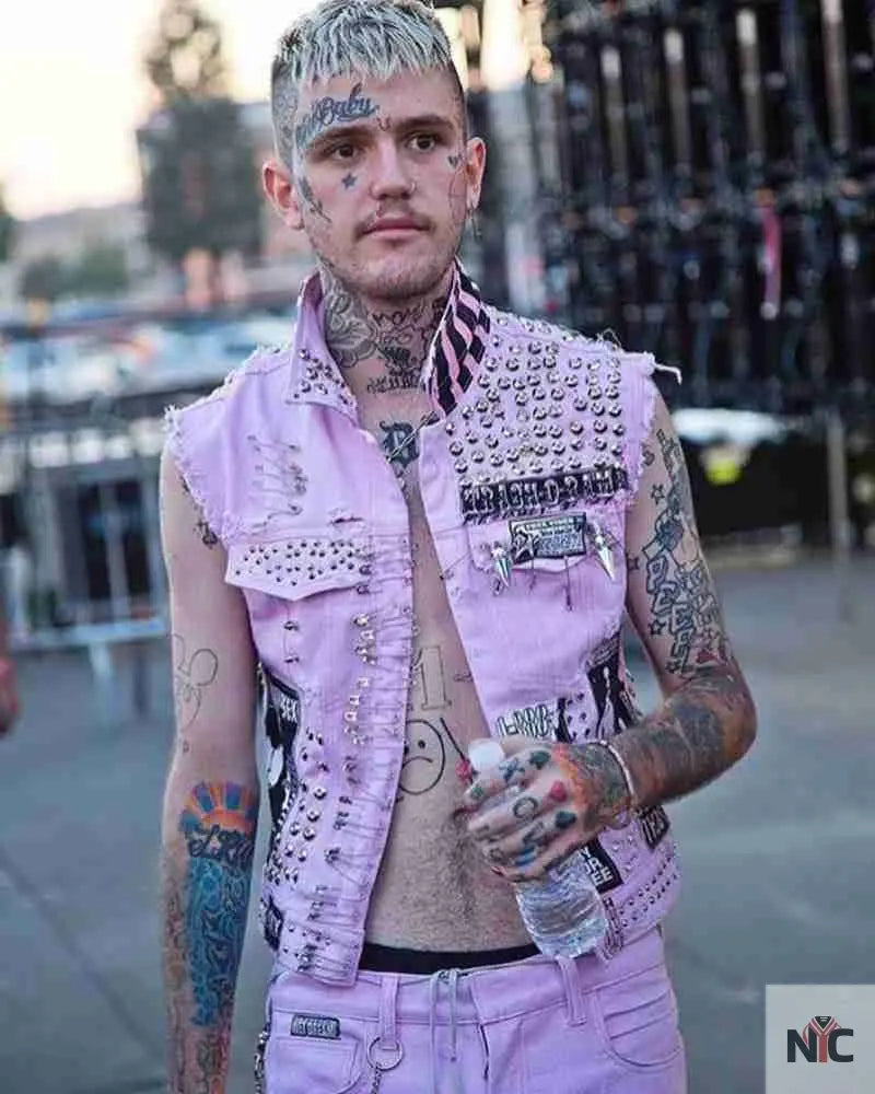 Lil Peep Pink Studded Vest NYC Jackets