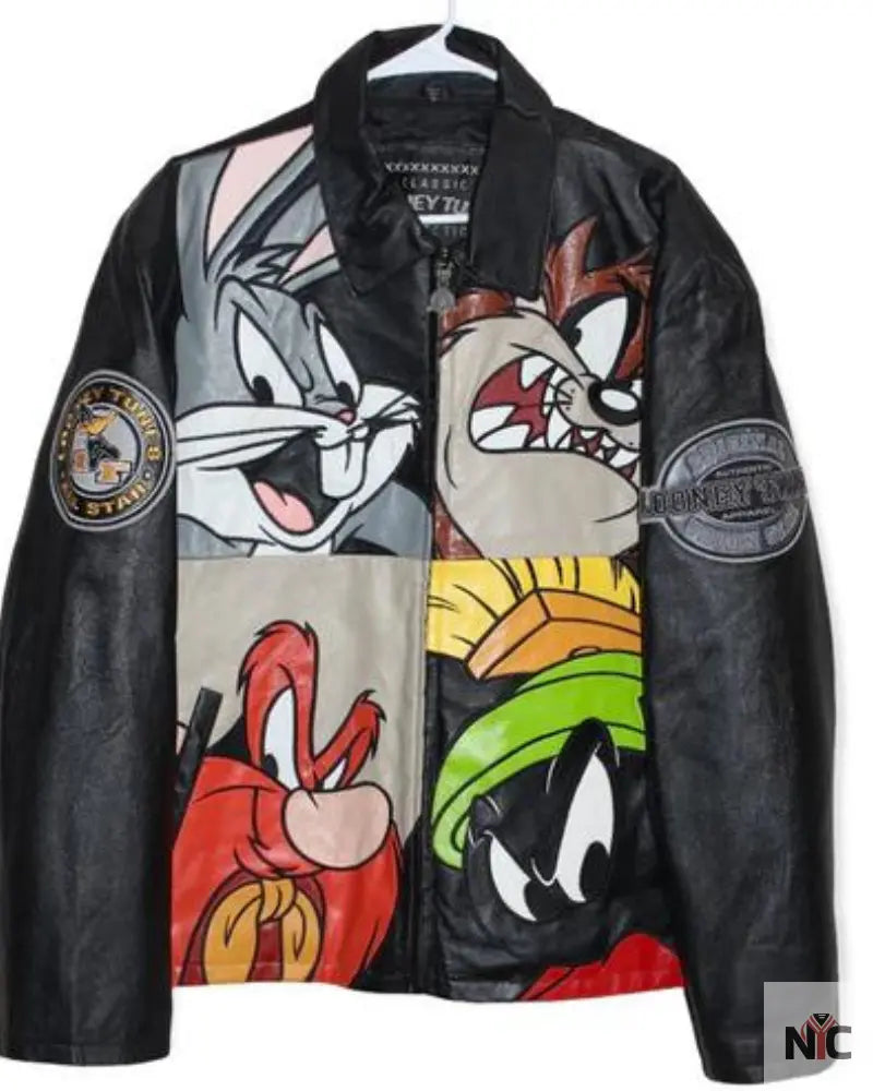 Looney Tunes Space Jam Cartoon Warner Bros Leather Jacket NYC Jackets