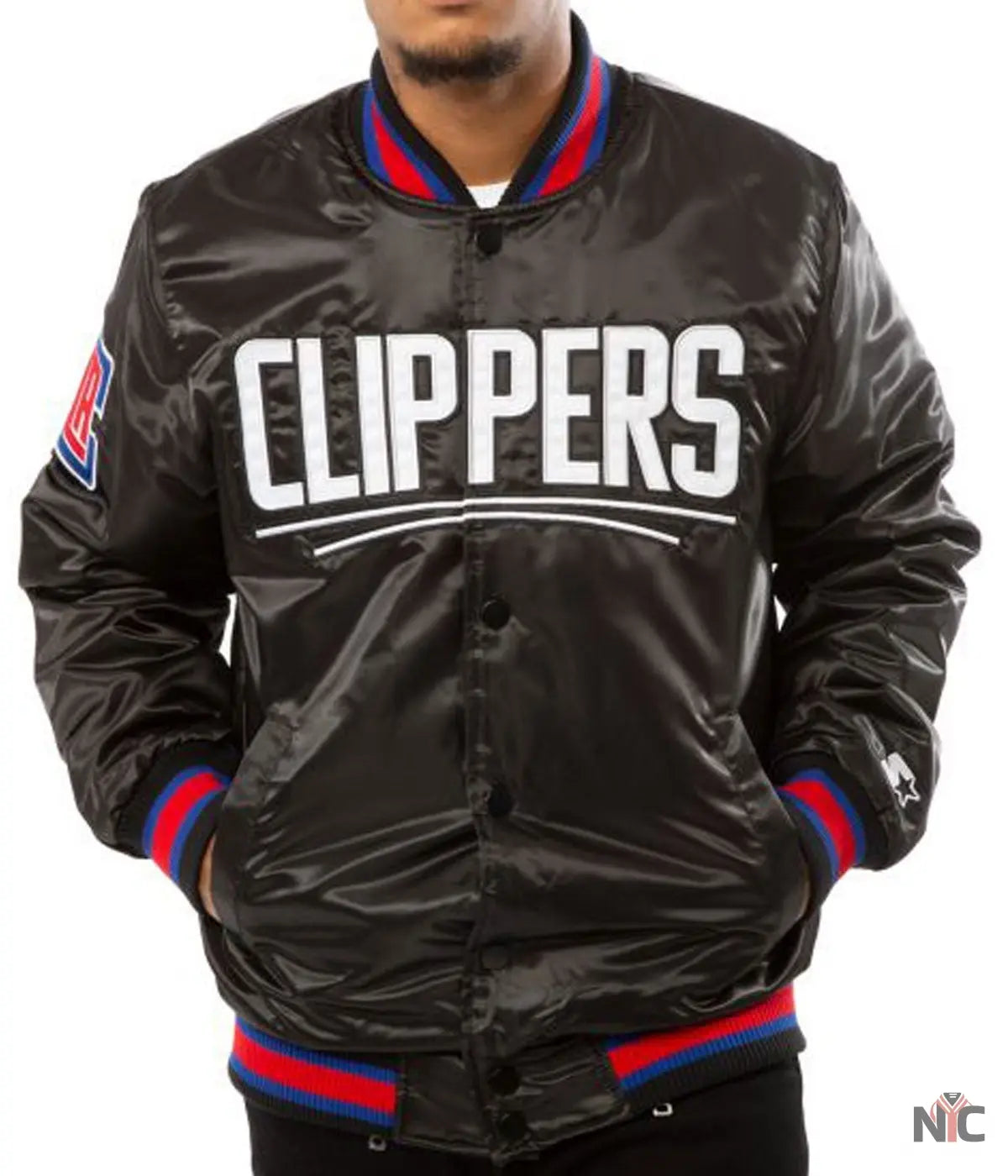 Los Angeles Clippers Black Satin Bomber Jacket NYC Jackets