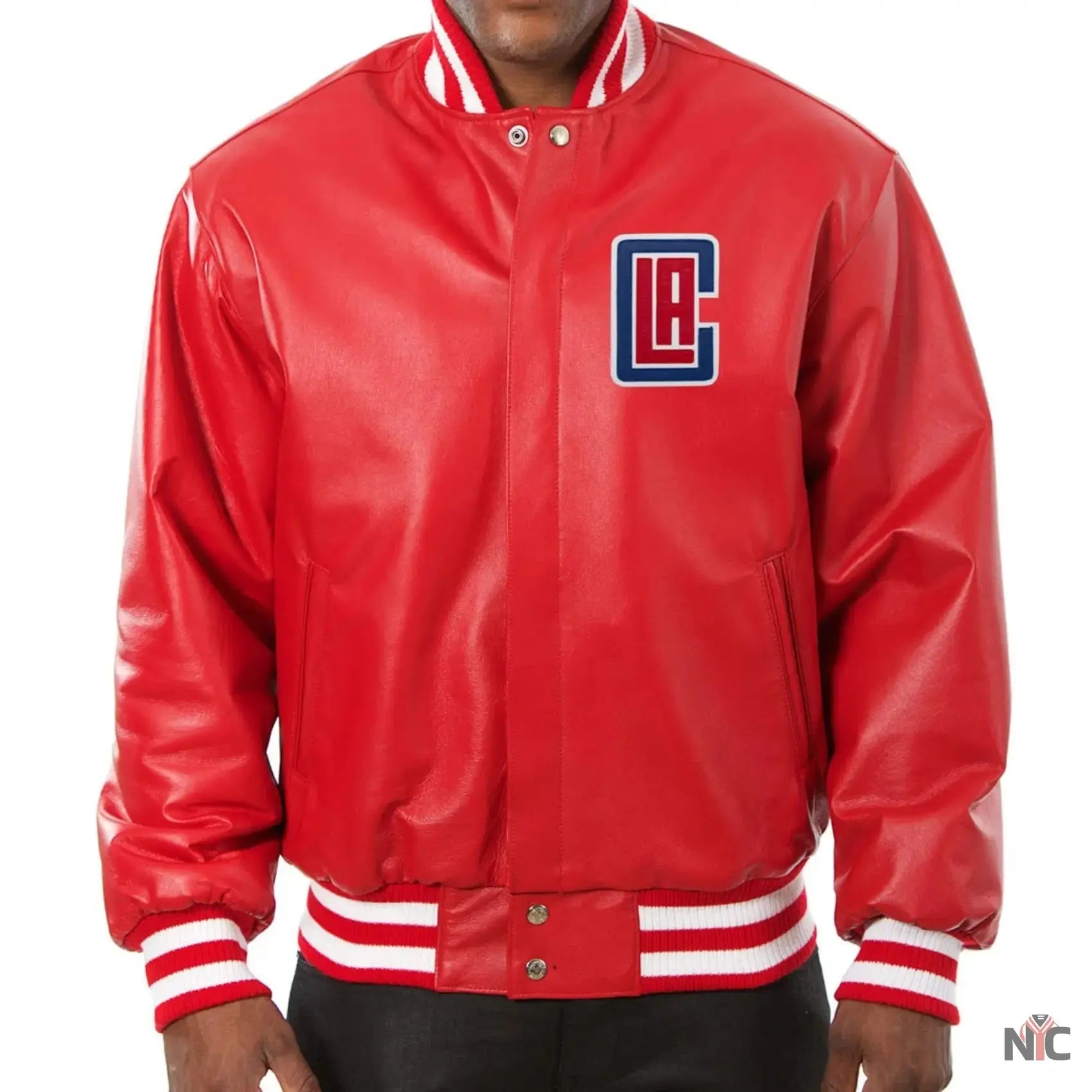 Los Angeles Clippers Red Leather Varsity Jacket NYC Jackets