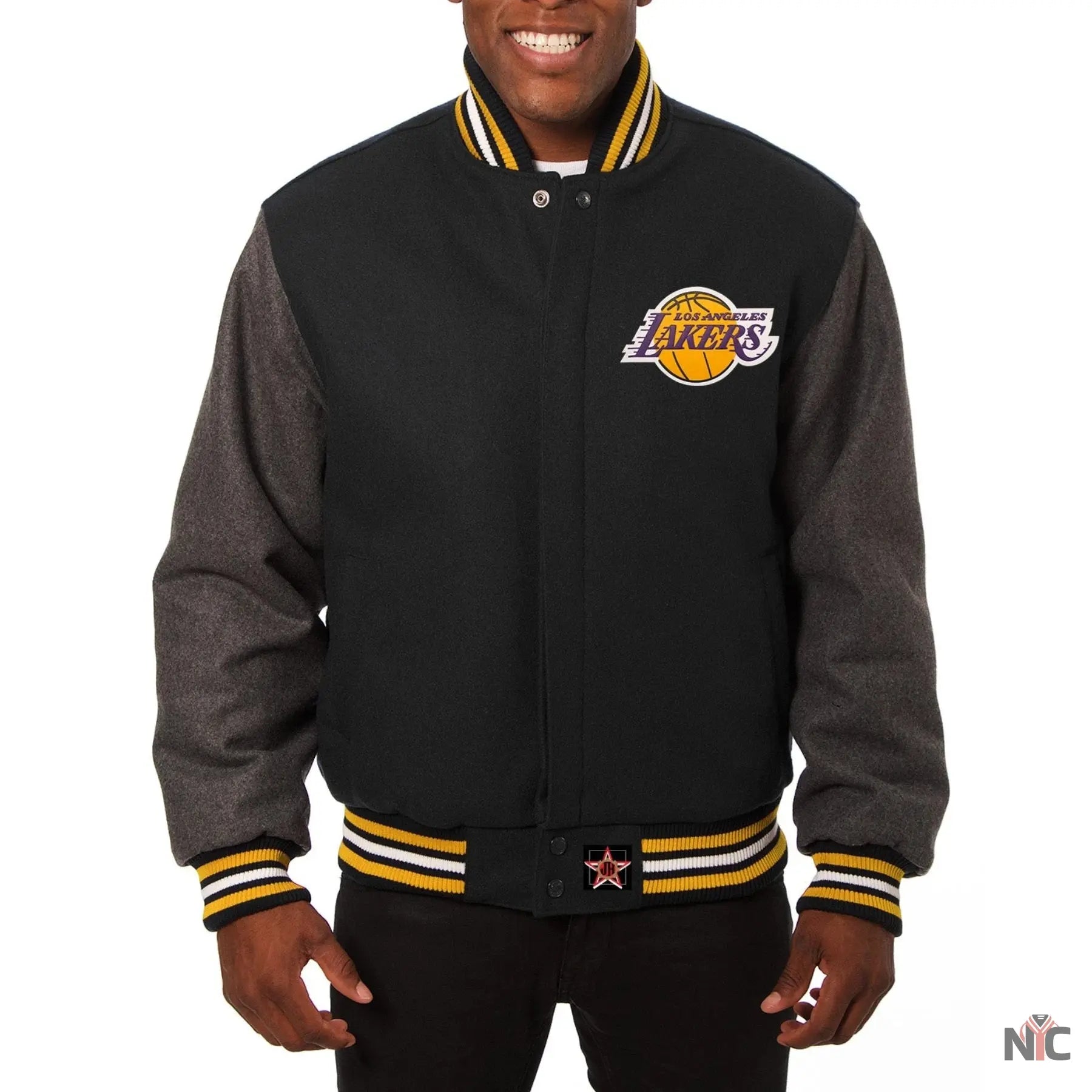 Los Angeles Lakers Black & Grey Wool Varsity Jacket NYC Jackets