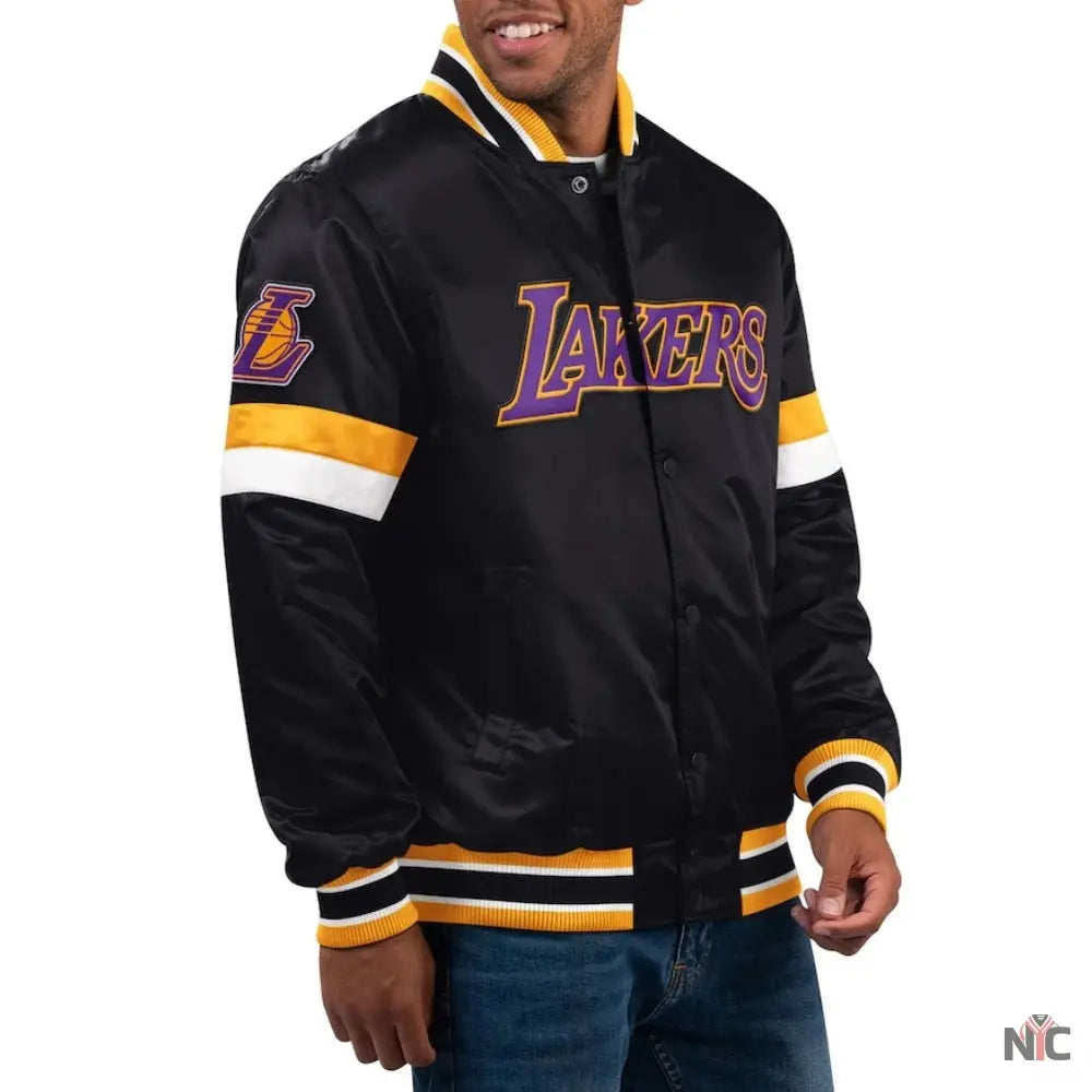 Los Angeles Lakers Home Game Black Satin Varsity Jacket NYC Jackets