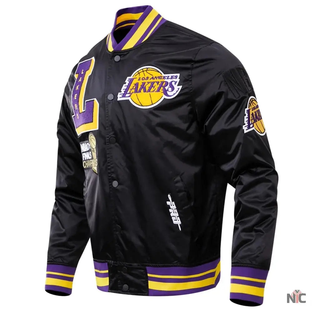 Los Angeles Lakers NBA Finals Champions Black Satin Jacket NYC Jackets