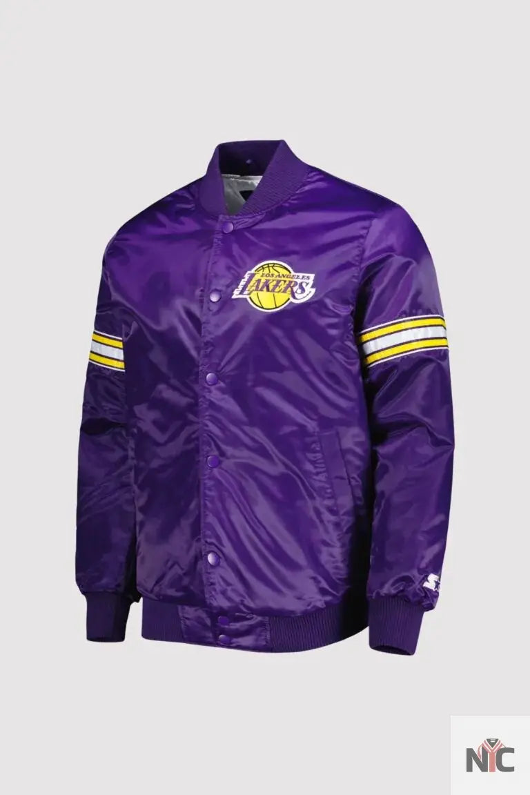 Los Angeles Lakers Pick & Roll Purple Varsity Jacket NYC Jackets