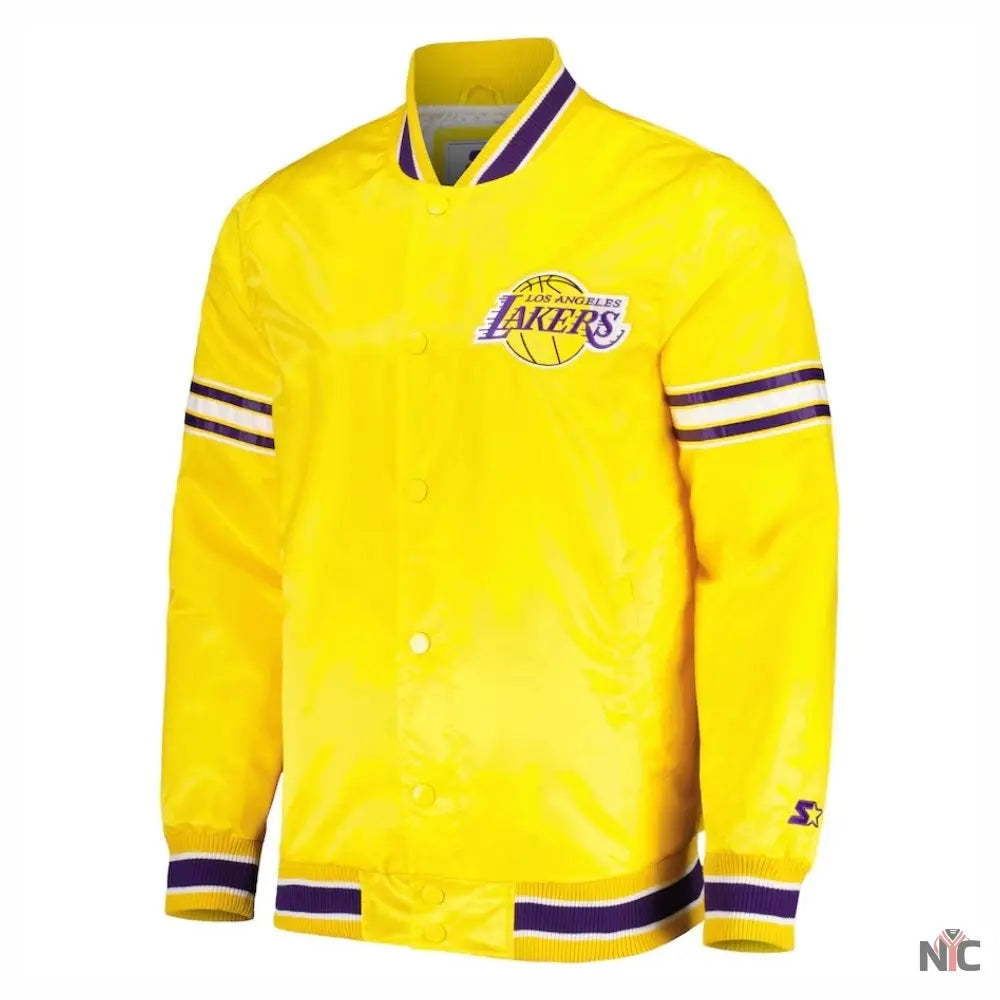 Los Angeles Lakers Slider Yellow Satin Varsity Jacket NYC Jackets