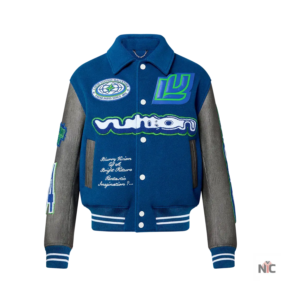 Louis Vuitton Embroidered Blouson Grey And Blue Jacket NYC Jackets
