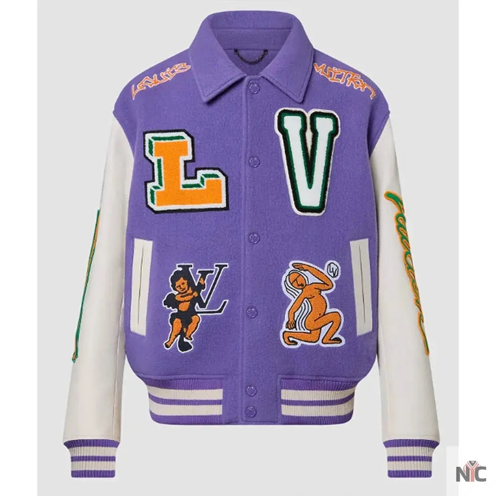 Louis Vuitton Purple and White Varsity Jacket NYC Jackets