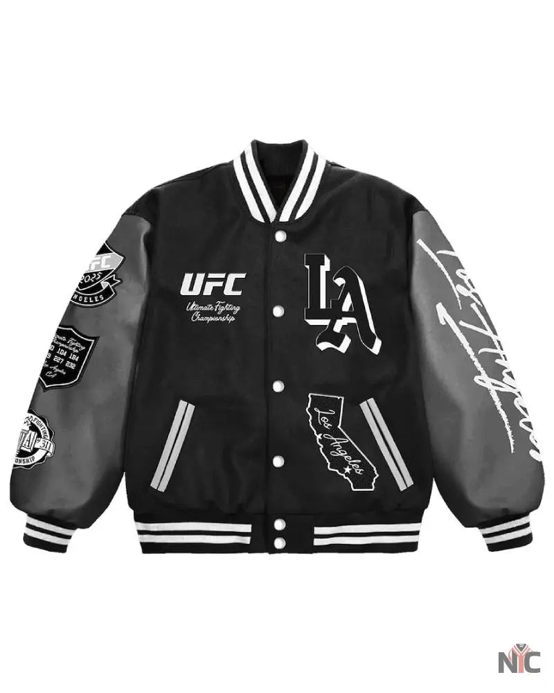 Men’s Black UFC 311 Los Angeles Full-Snap Varsity Jacket NYC Jackets
