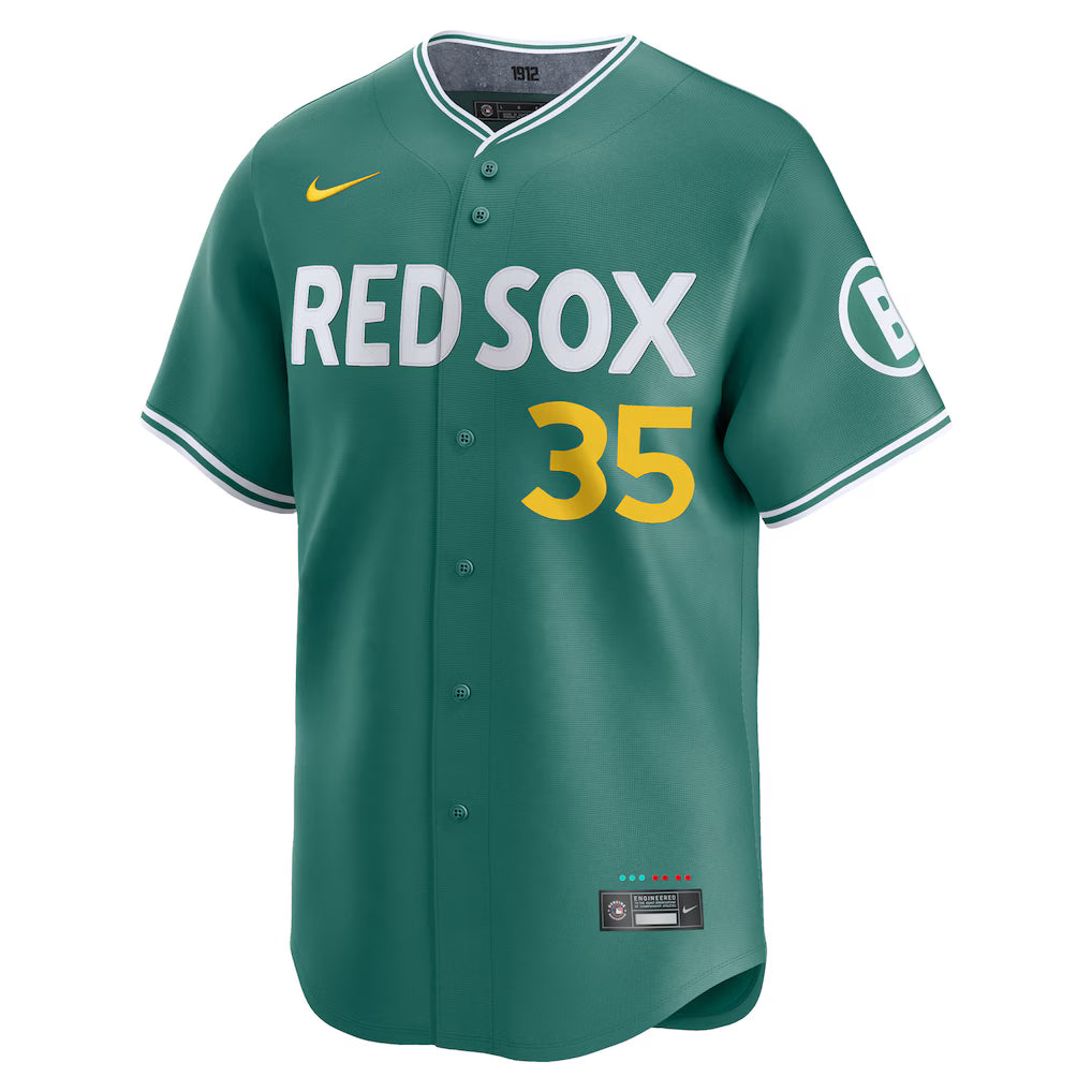 Men’s Boston Red Sox Garrett Crochet Nike Green 2025 Jersey NYC Jackets