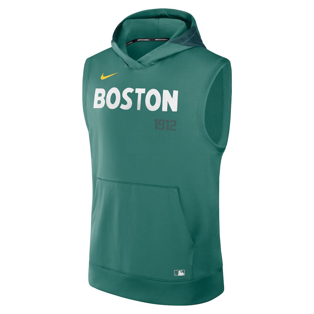 Men’s Boston Red Sox Nike Green 2025 Sleeveless Pullover Hoodie NYC Jackets