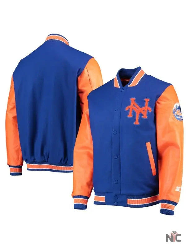 Men’s New York Mets Orange & Blue Varsity Jacket NYC Jackets