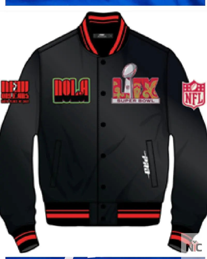 Men’s Pro Standard Black Super Bowl LIX 59 Rib Sublimated Satin Jacket NYC Jackets