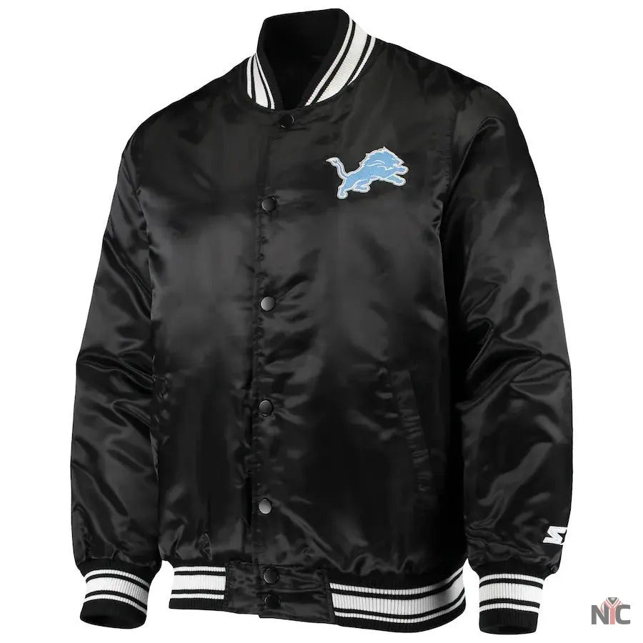 Men’s Starter Black Detroit Lions Locker Room Varsity Jacket NYC Jackets