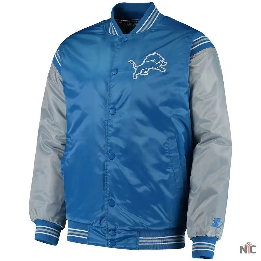 Men’s Starter Detroit Lions Enforcer Satin Varsity Full-snap Jacket NYC Jackets