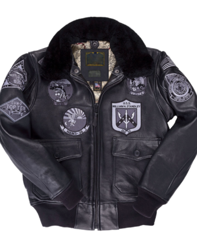 Top Gun Black Lambskin Leather Bomber Jacket - NYC Jackets
