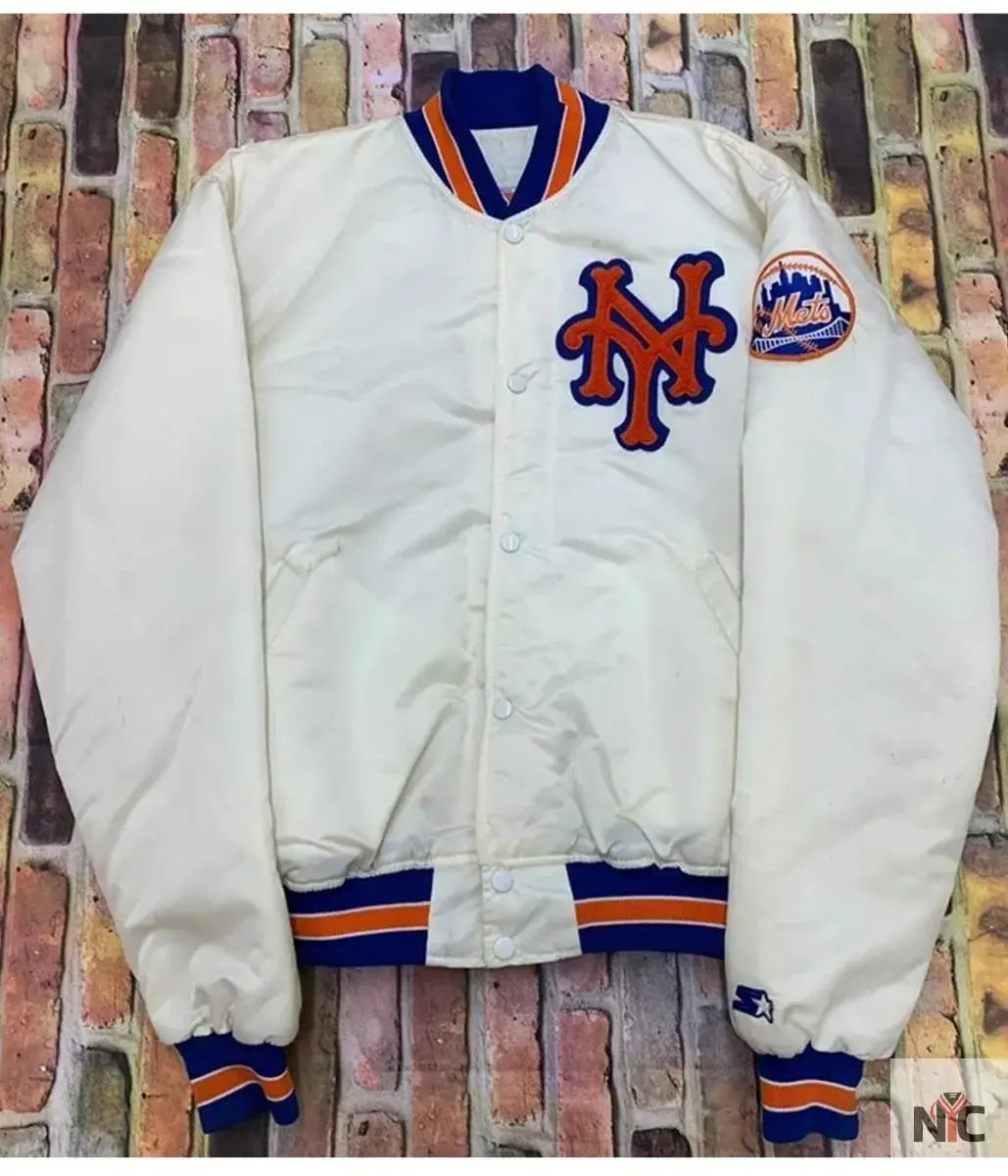 Mets New York Blue and White Satin Jacket NYC Jackets